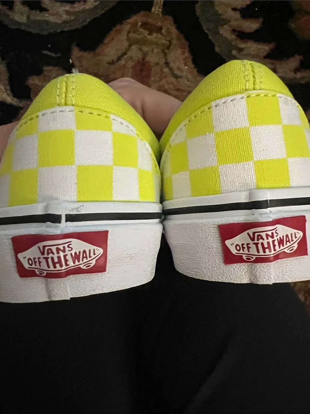 Vans Neon Yellow Checkerboard Slip-On Sneakers Womens 9.5 Men 8 NWOB